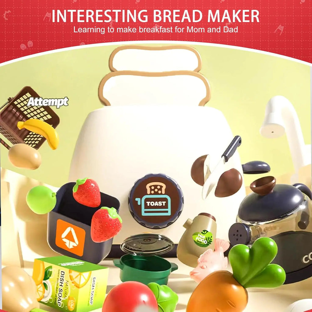 100CM Kids Kitchen Playset with Sound & Light Cooking Stove with Steam Play Sink Toy Pretend Play Food Toys for Boys Girls Gift