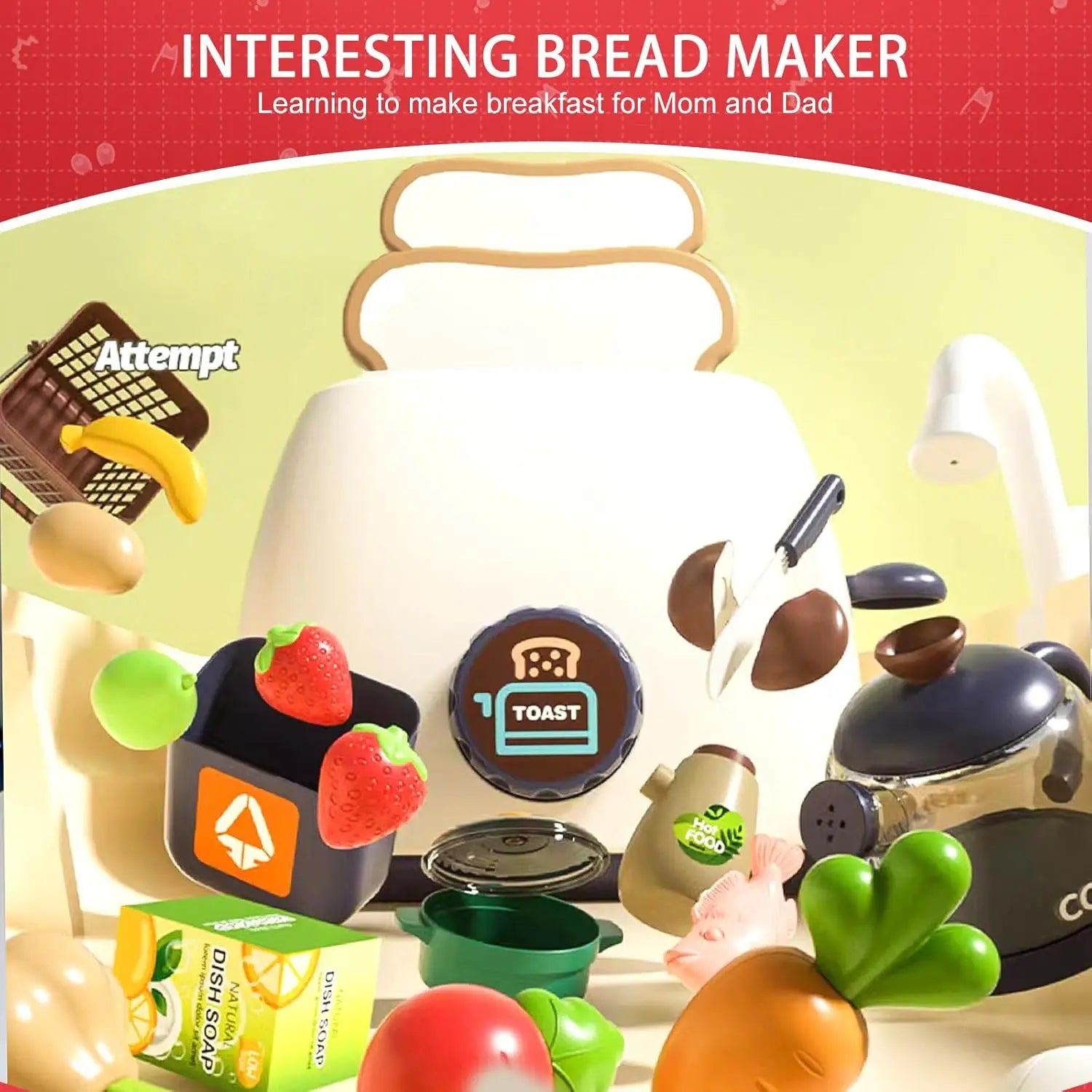 100CM Kids Kitchen Playset with Sound & Light Cooking Stove with Steam Play Sink Toy Pretend Play Food Toys for Boys Girls Gift