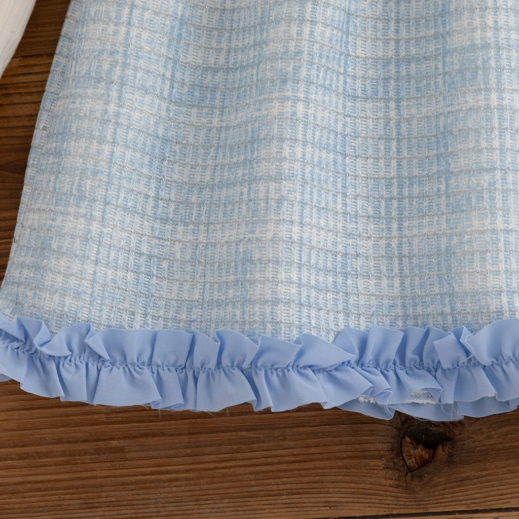 9 Months -3 Years Old Spring And Autumn New Simple Striped Baby Girl Dress, White Long Sleeved Children'S Clothing + Flower