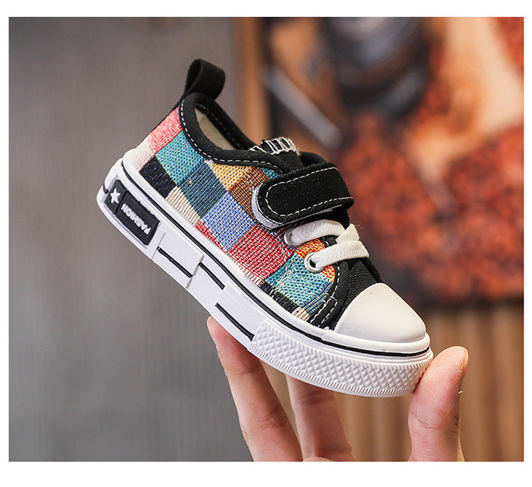 Children's Casual Shoes Toddlers Kids Canvas Sneakers for Boys Girls Fashion Classic Checkered Soft Rubber Sole Spring Autumn