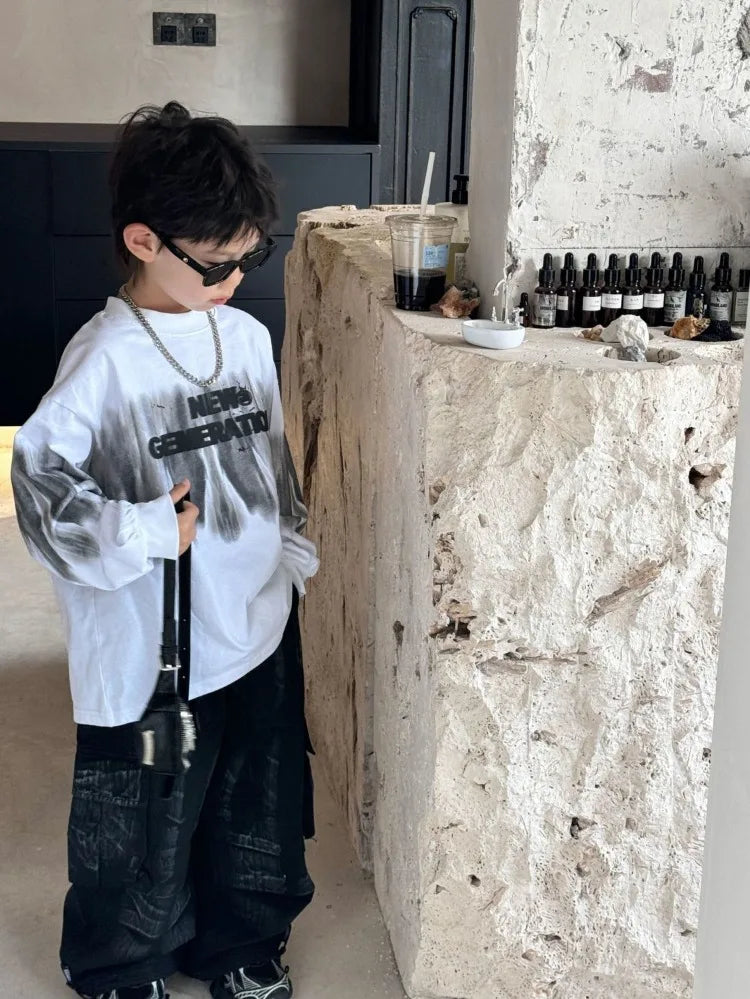 Loose and Casual Children's Clothing From 8 To 12 Years Boy Boys Wear T Shirt Kids Cartoon Fashion Spring Autumn Clothes T-shirt