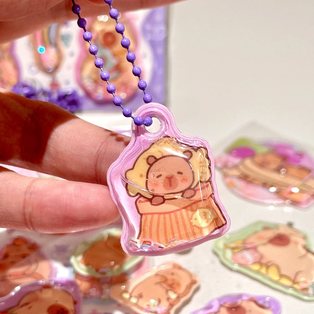 Kawaii Capylara 3D Stickers Scrapbooking Diy Three-dimensional Shake Crystal Sticker Cute Stationery Diary School Prizes Gift ﻿