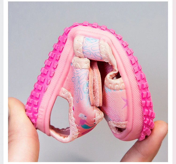 Kids'Sandals Canvas Prehobbler Baby Summer Beach Shoes Printing For Children Breathable Anti-slip Purple Blue Shoes Size 21-31