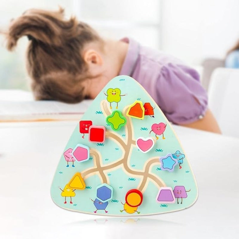 Board Game Toddlers Toy Walking Maze Wooden Chess Board Wooden Fruit Maze Board Movable Maze Board Wood Board Taste Game