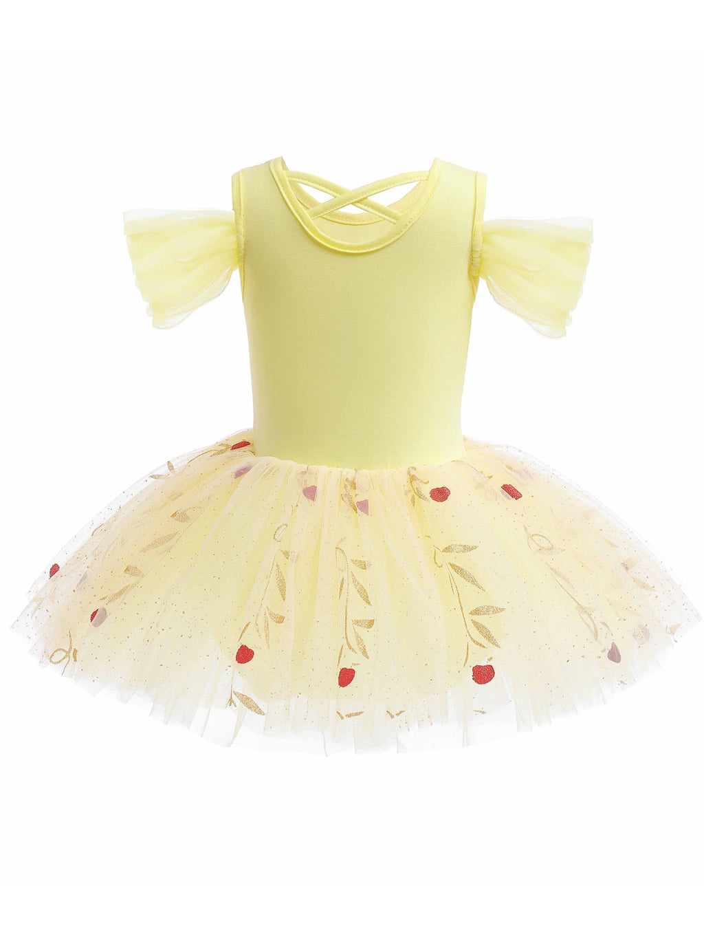 Belle Girl Princess Ballet Tutu Dress for Toddler Little Girls Ballerina Dance Costume Outfit Dancewear with Tulle Skirt  Yellow