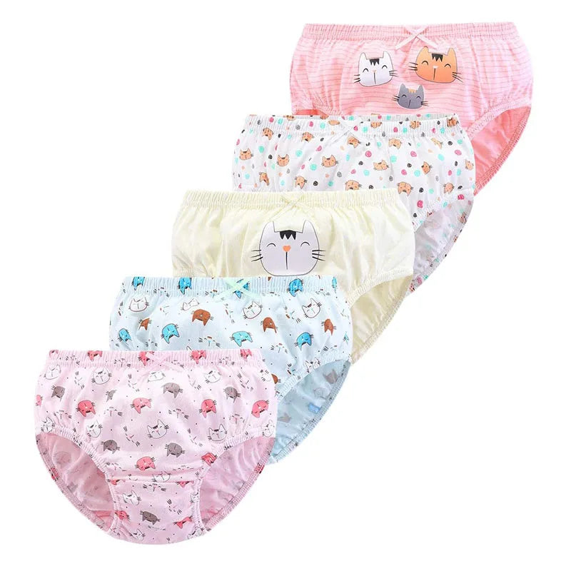 5Pcs/Set Children Underwear For Girls Cotton Soft Baby Girl Briefs Cute Cartoon Kids Triangle Underpants Exquisite Box Packaging