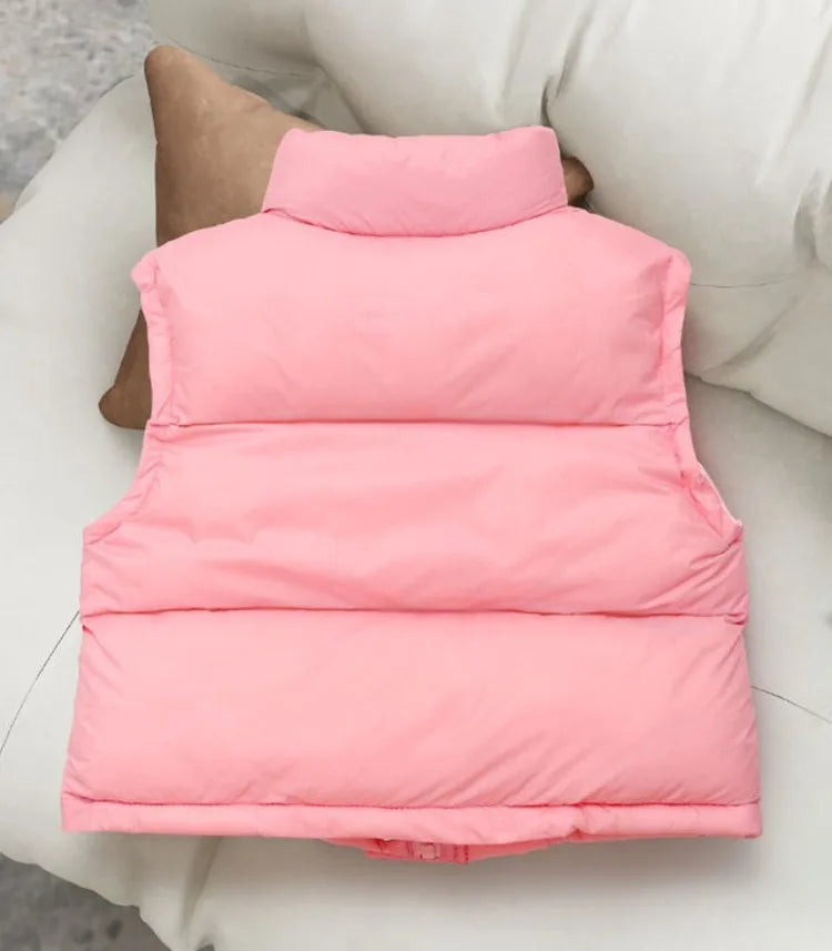 Autumn Winter New Kids' Korean Style Thickened Cotton Vest for Medium Large Children Students Fashion Outerwear Jacket