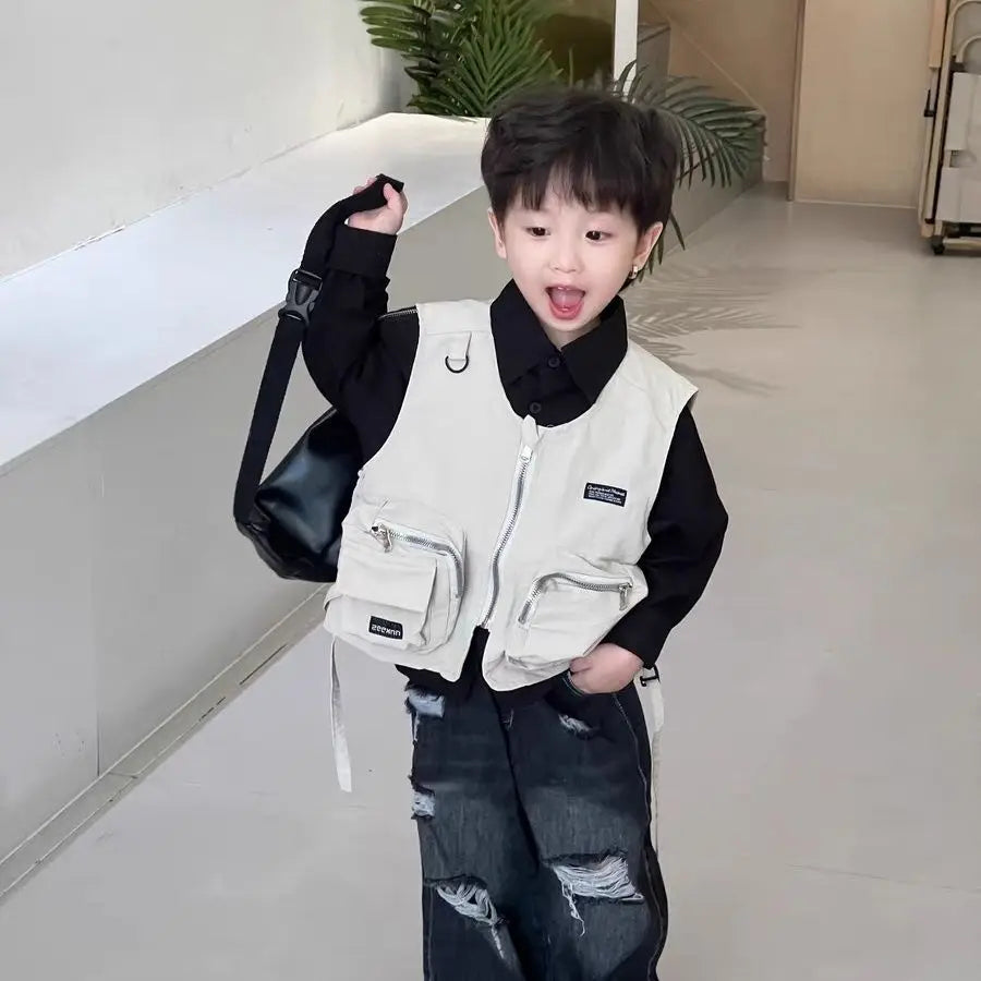 Kids' Korean Style Ripped Jeans Edgy Streetwear Pants for Toddler Boys & Girls Spring/Fall