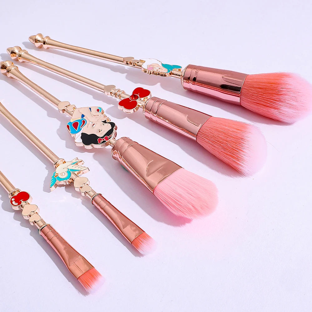 5pcs princess style, Snow White makeup brush set, Disney princess series cartoon eye shadow brush, fashion makeup tools