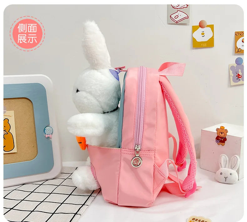 Cartoon Kindergarten Backpack New Children's School Bag Cute Plush Rabbit Doll Backpack