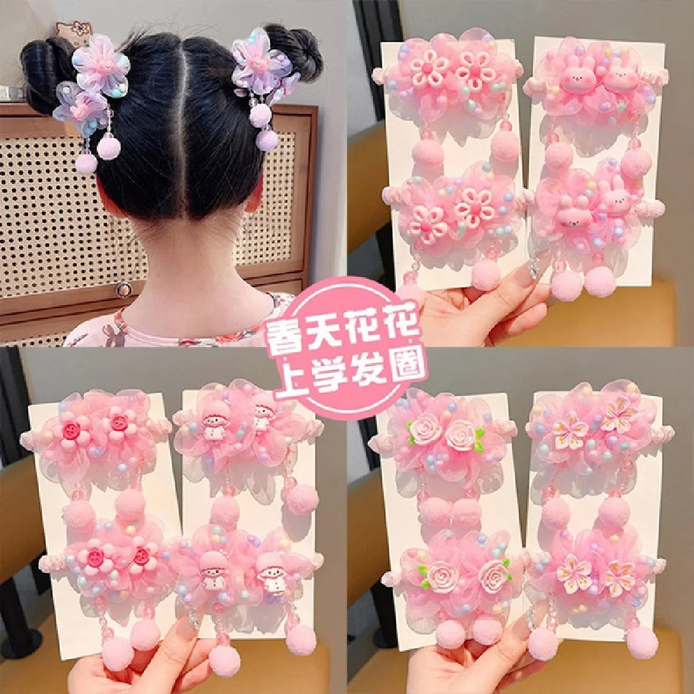 Cute little girl‘s hair loop elastic hair rope flower hair accessory