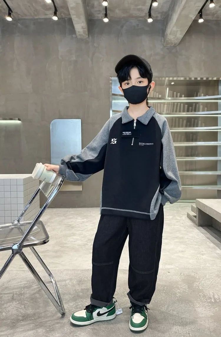 2025 New Arrival Boys' Base Layer Long Sleeve Top Spring Autumn Big & Mid Size Kids Stylish Cool Trendy Top