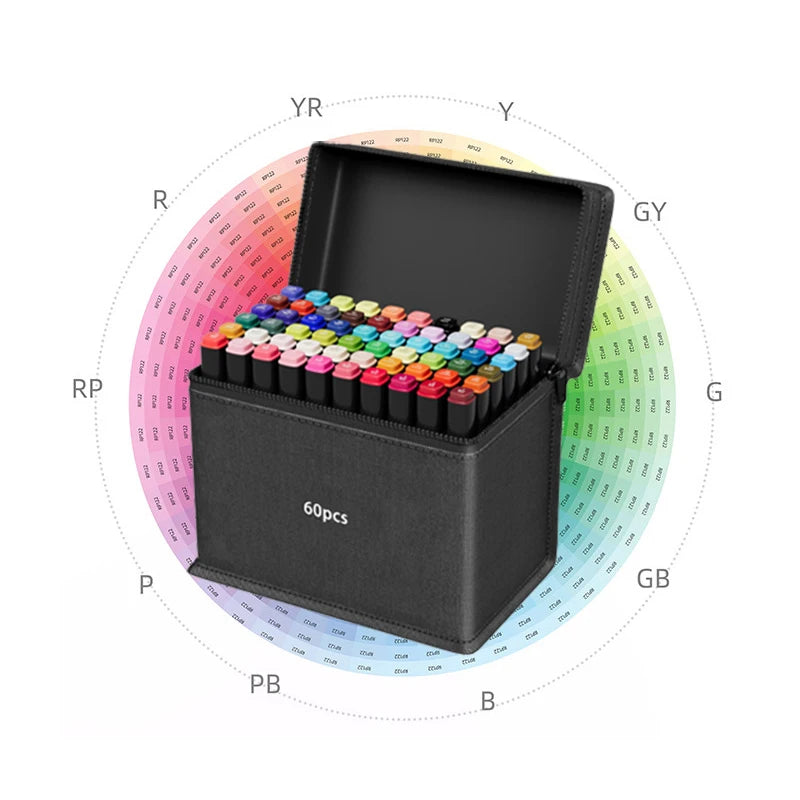 12/24/30/40/60/80/100/120/168pcs Art Marker Set, Watercolor Brush Pens For Students, Dual Tip Oil-Based Markers For Art Students