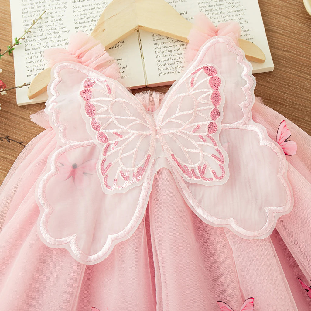 9 Months -3 Years Old//Summer New Baby Girl Princess Dress, Butterfly Wing Suspender Children'S Clothing For Birthday Parties