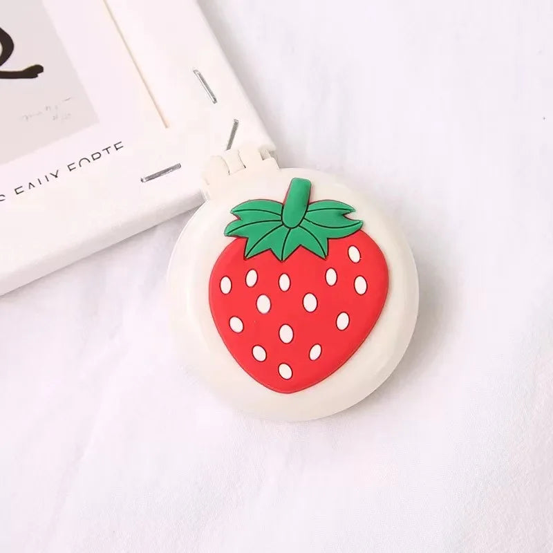 Cute Folding Mini Pocket Hair Comb with Mirror for Women and Girls Round Hair Brush Compact Travel Size Hair Massage Comb