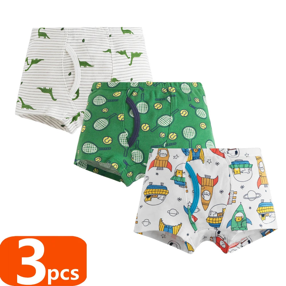 1/3/6 pcs Boys Boxer Briefs Sets 2025 New Kids Cotton Underwear Boy Underpants Teenager Dinosaur Print Soft Children Panties