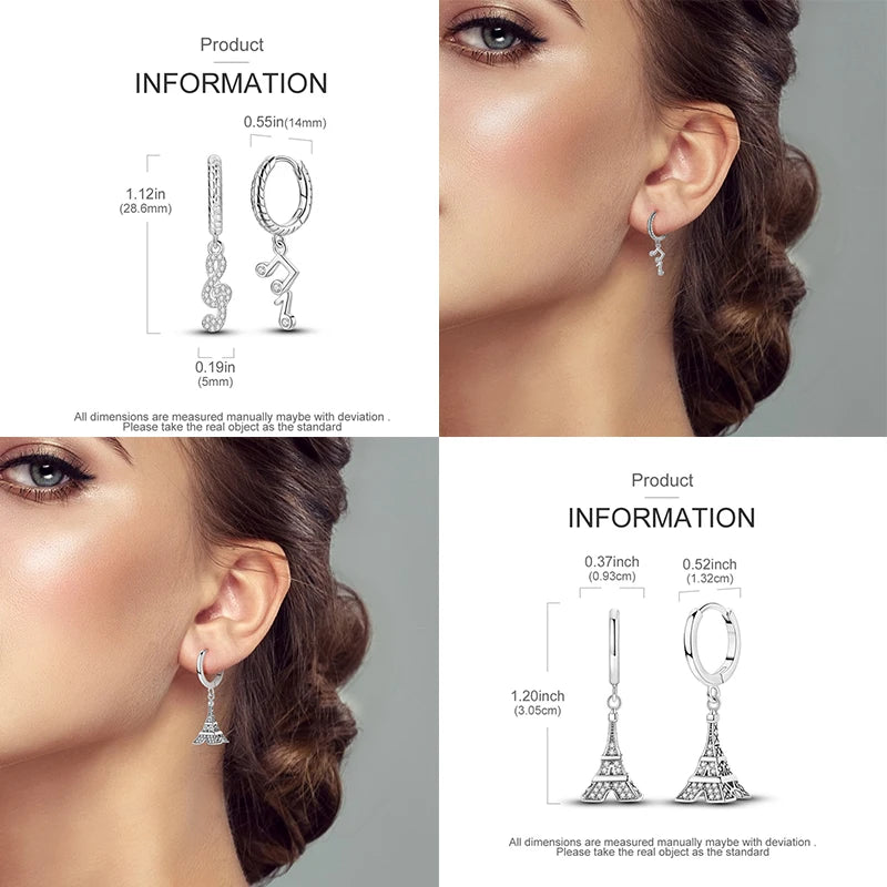 925 Sterling Silver Career Eardrop Musical Note Earrings Painter Microphone Earrings Fit For Women Workplace Birthday Gift