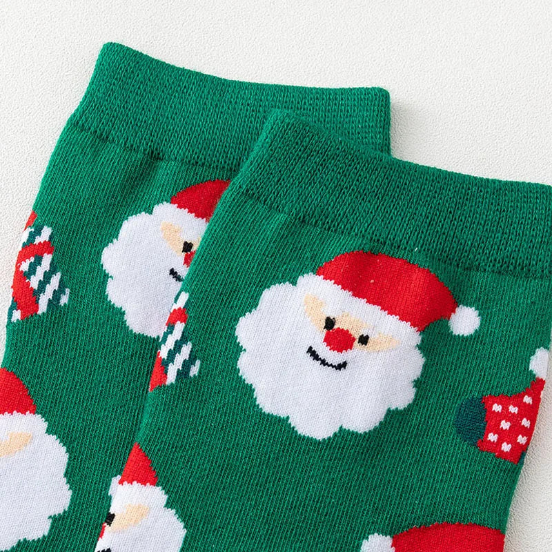 2/4/8 Pairs Children Christmas Socks Cotton Warm Mid-tube Socks For Kids Unisex Knitting Snowflake Elk Stocking Christmas Gift