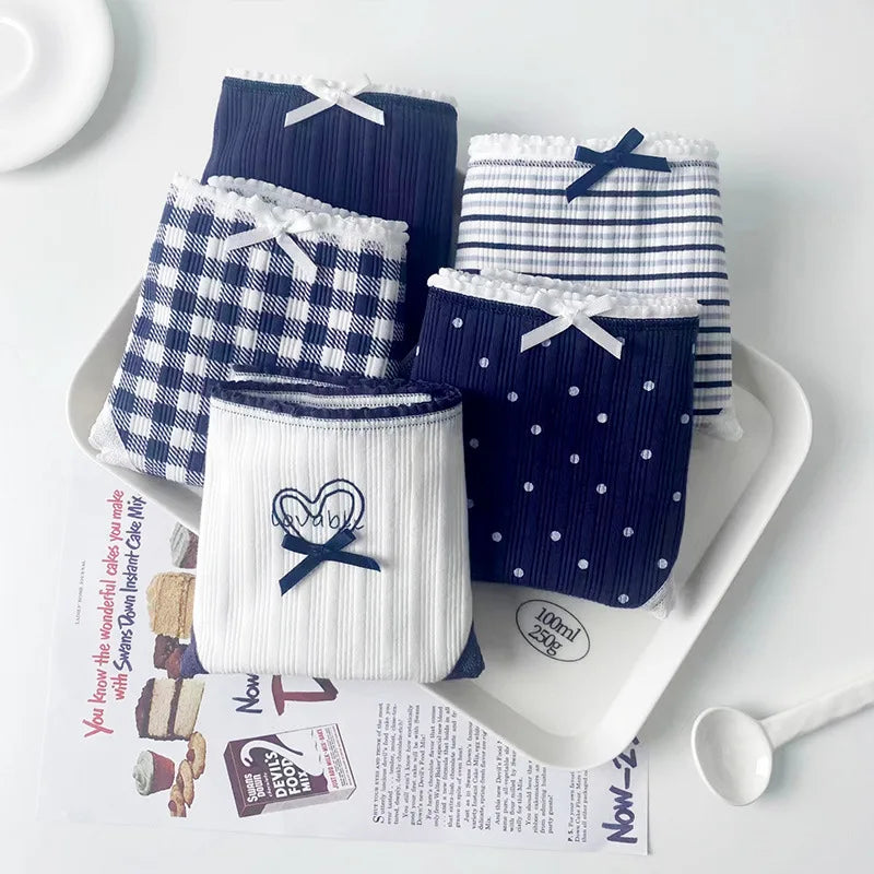 5PCS Teens Girl Cotton Soft Antibacterial Briefs Kid Cute Print Panties 8+y Young Child Clothes Maiden Thin Breathable Underwear