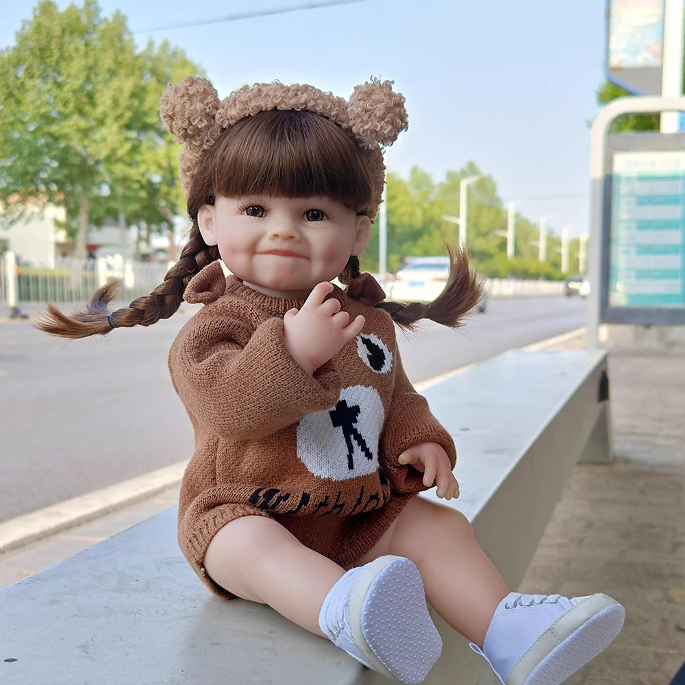 55CM Reborn Toddler Doll with Full Body Soft Silicone Vinyl 22Inch Lifelike Soft Touch High Quality Doll Birthday Gifts