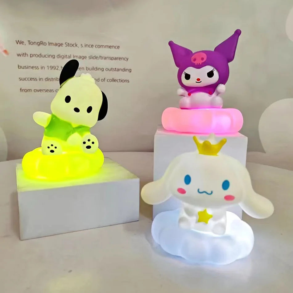 Neue Kawaii Sanrios Nachtlampe Emaille Wolke Cartoon Kuromi Cinnamoroll Pochacco Kleine Tischlampe Leuchtende Dekoration