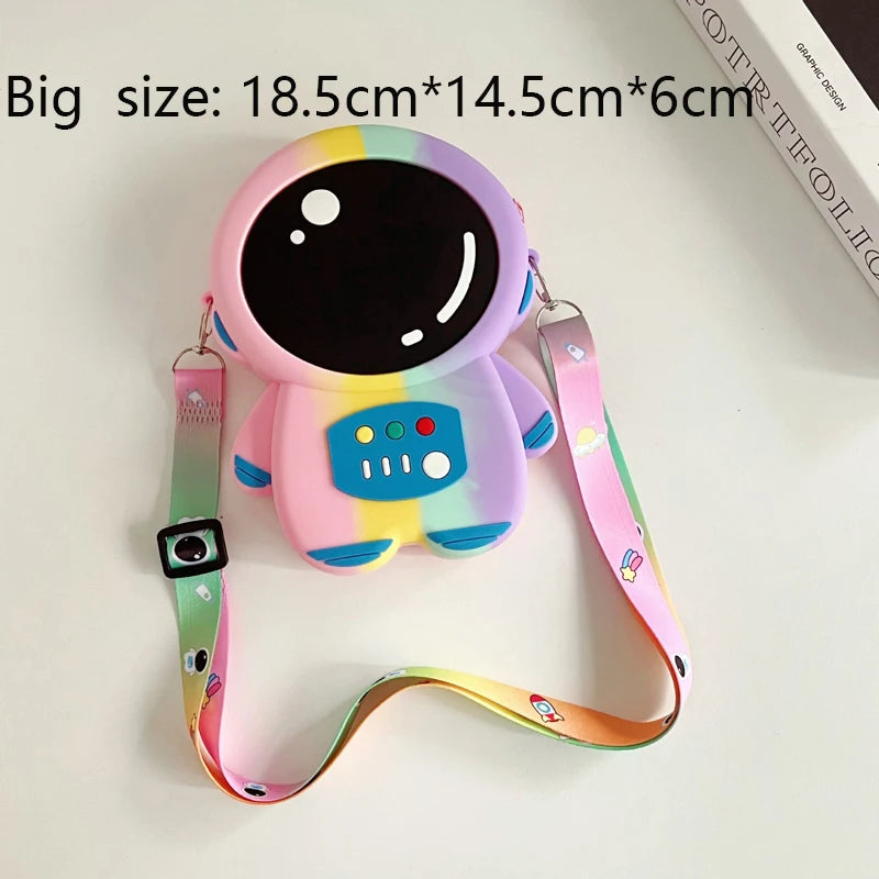 Astronaut Crossbody Bags Lovely Kawaii Bag Princess Small Storage Silicone Purse Cartoon Cosmonaut Model Toys Kids Prince Gift