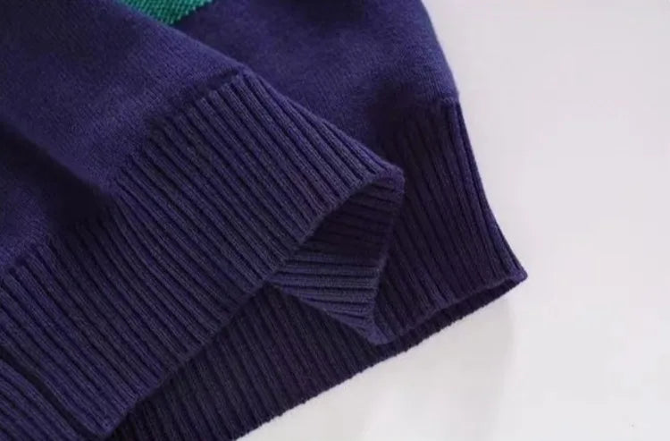 Autumn Winter Boys' Fleece-Lined Thickened Knitwear Pullover Sweater Base Layer for Boys Medium-Large Size Fashionable Knitwear