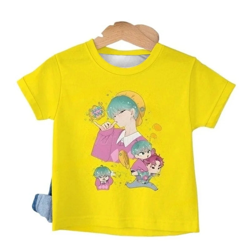 2025 KPop Demon Hunters Girl Boys T-shirt Tops New Fashion Casual Kids T-shirt Short Sleeve Kids Soda Pop Cartoon Harajuku Tee