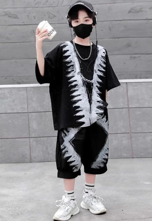 Loose and Casual Children's Clothing Home Boys Kids Set Shorts Top Bottom Clothes Baby Summer Outfit Rash Guard Sweatshirt Wear