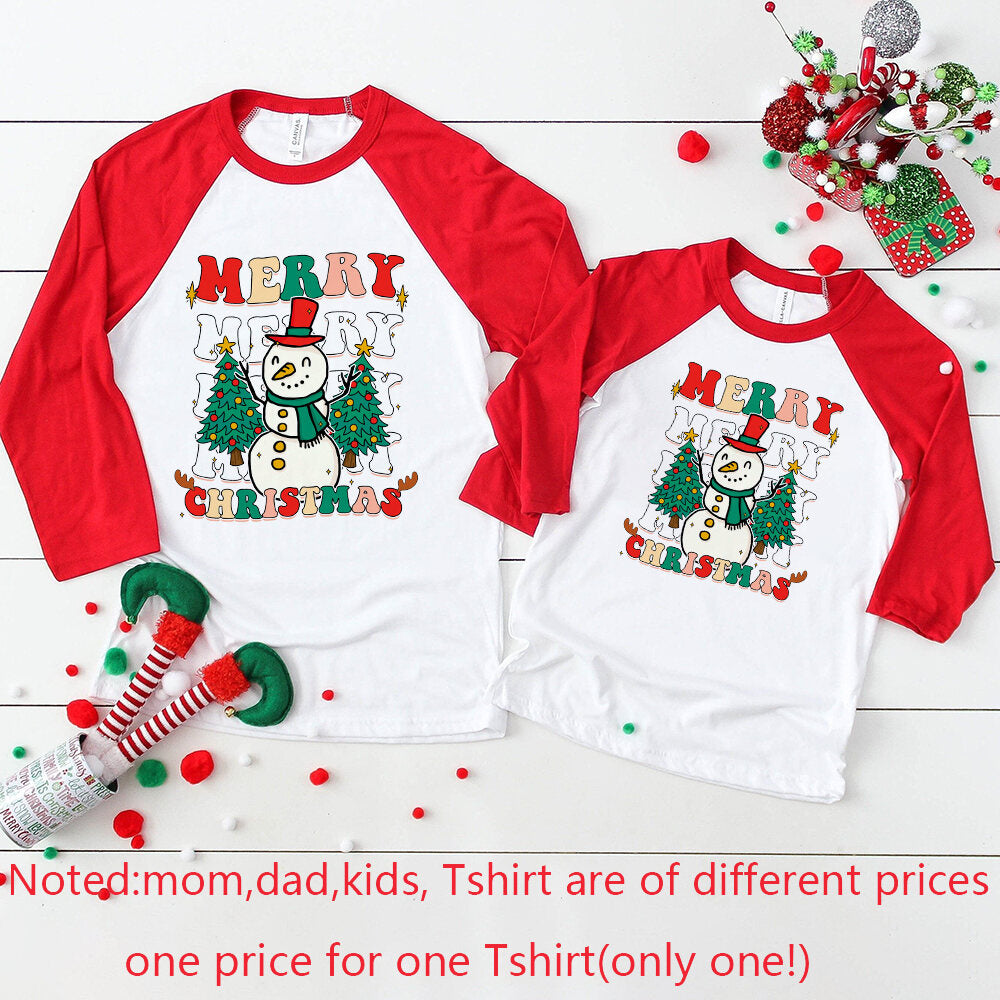 Family Is The Best Christmas Print  Matching Outfits Mommy Daddy Son Daughter Raglan Shirt Family Clothes Xmas Party Outfits Tee