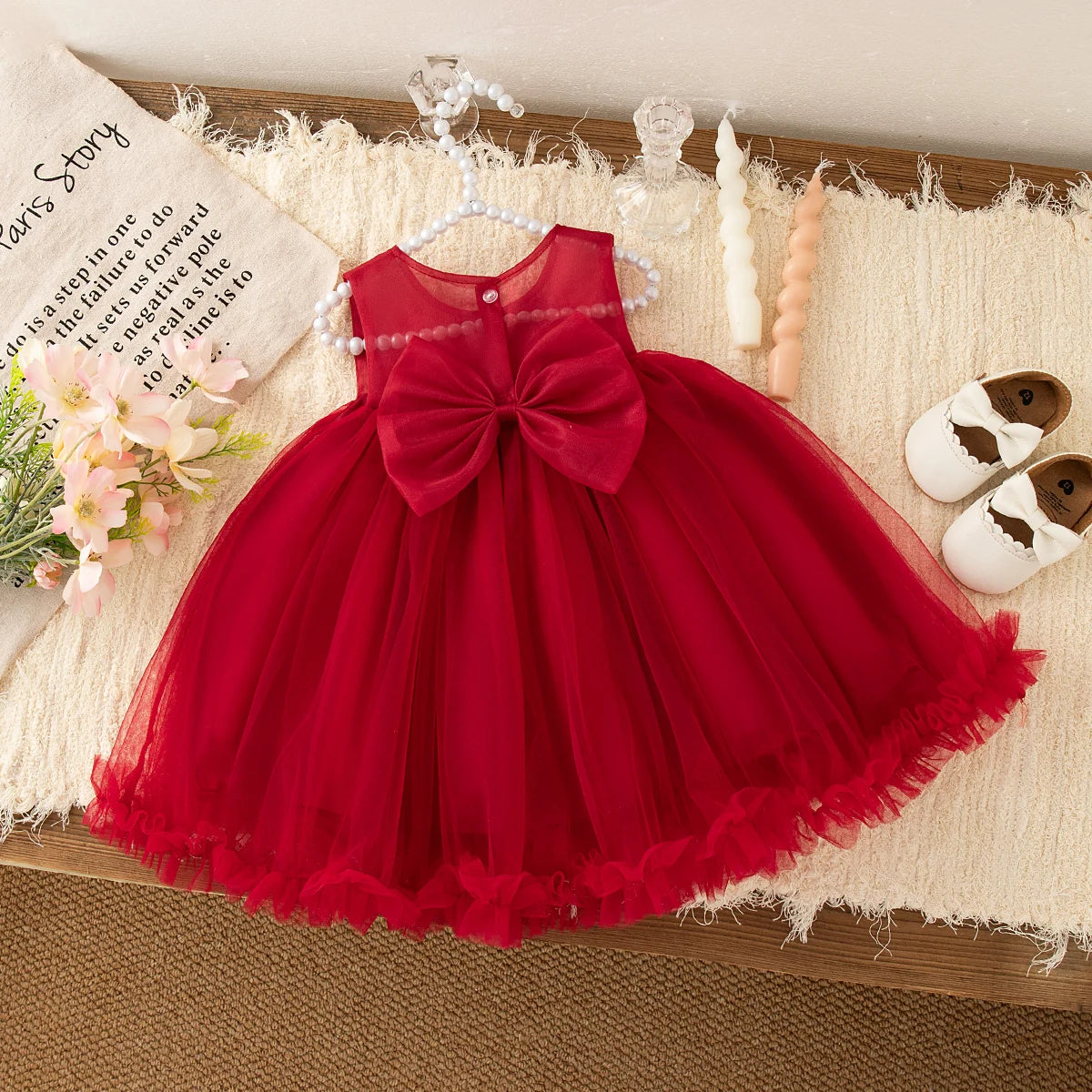 Princess Style Baby Girl Dress, Summer New Sweet Flower Children'S Sleeveless Clothes For Babies Aged 9 Months To 3 Years Old