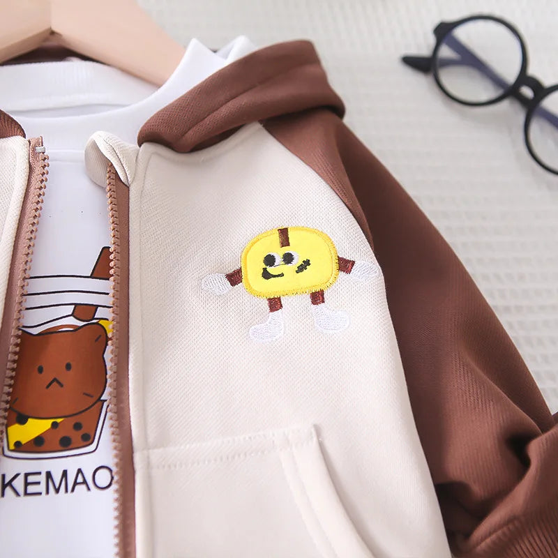 New Autumn Baby Clothes Girls Clothing Children Boys Hooded Jacket T-Shirt Pants 3Pcs/Set Toddler Casual Costume Kids Tracksuits