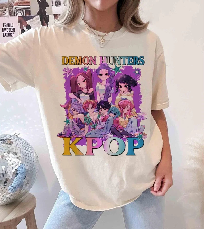 2025-26 New Kpop Demon Hunters Saja Boys T-shirt Harajuku Women Girl Huntrix O-neck Summer Shirt Gift for Fans