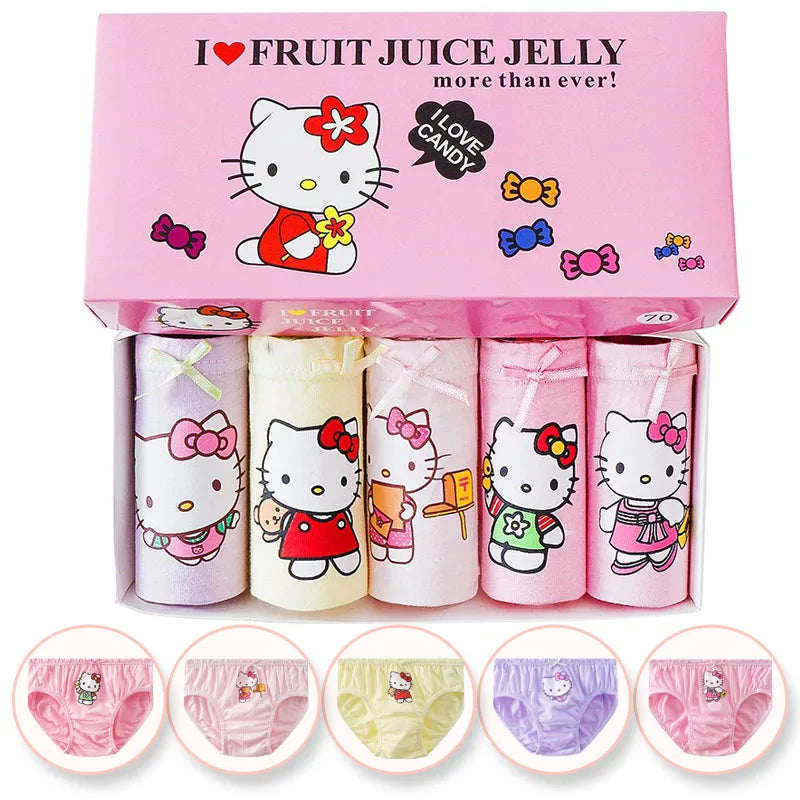 5 Pack/Box Children Panties For Girls Soft Cotton Girls Briefs Breathable Kids Underwear Knickers Cute HelloKitty Cartoon Panty