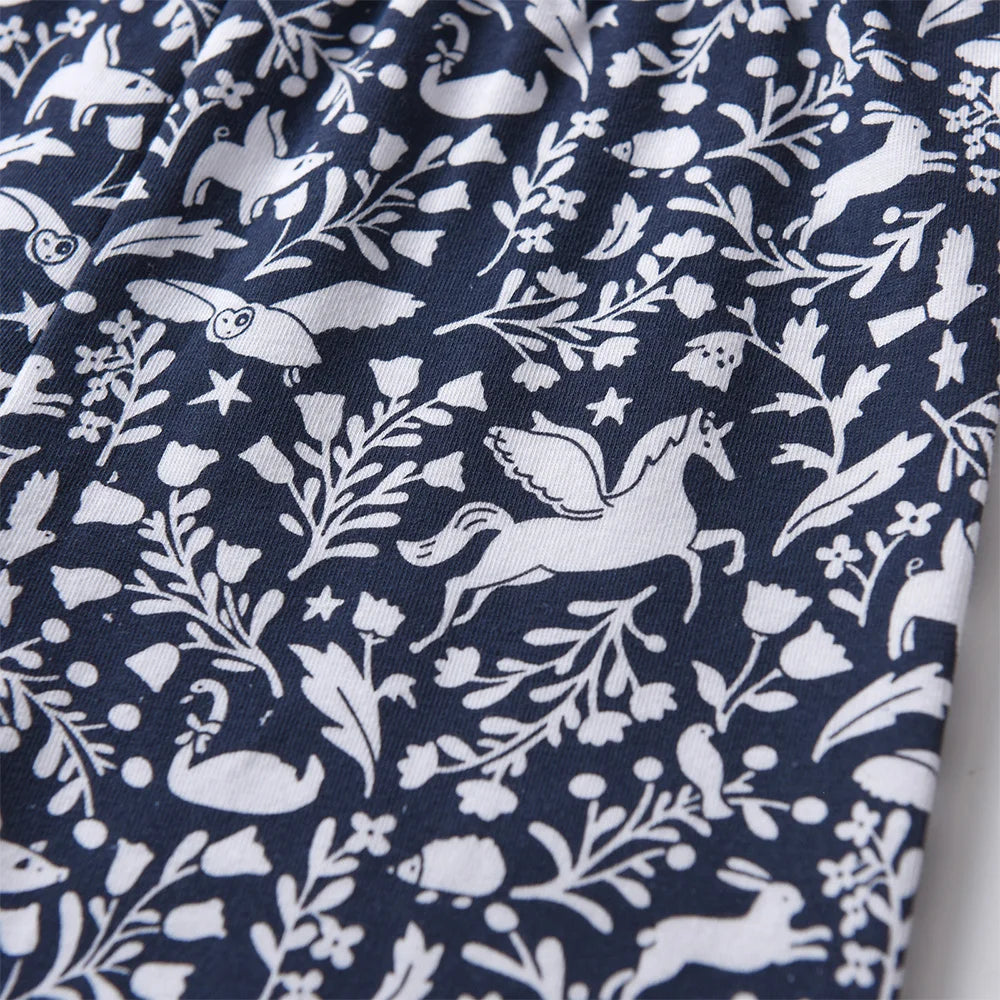 VIKITA Girls Leggings for Kids Unicorn Cartoon Print Cotton Casual Floral Pencil Pants Toddlers Teenage Skinny Cute Trousers