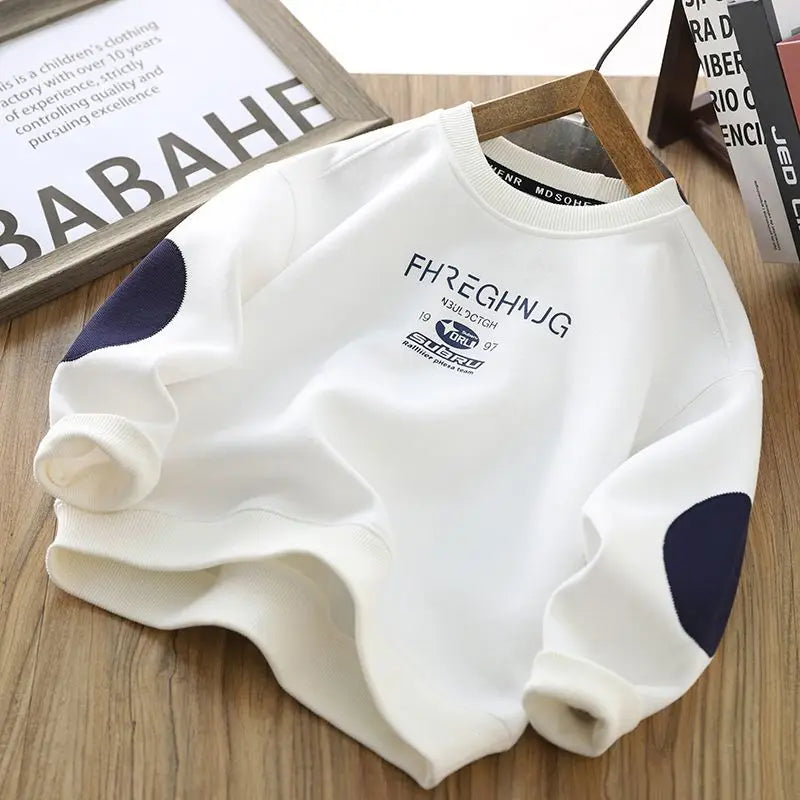 Boys' Middle/Big Kids 2025 New Spring/Autumn Crewneck Long Sleeve Stylish Sweatshirt Tops