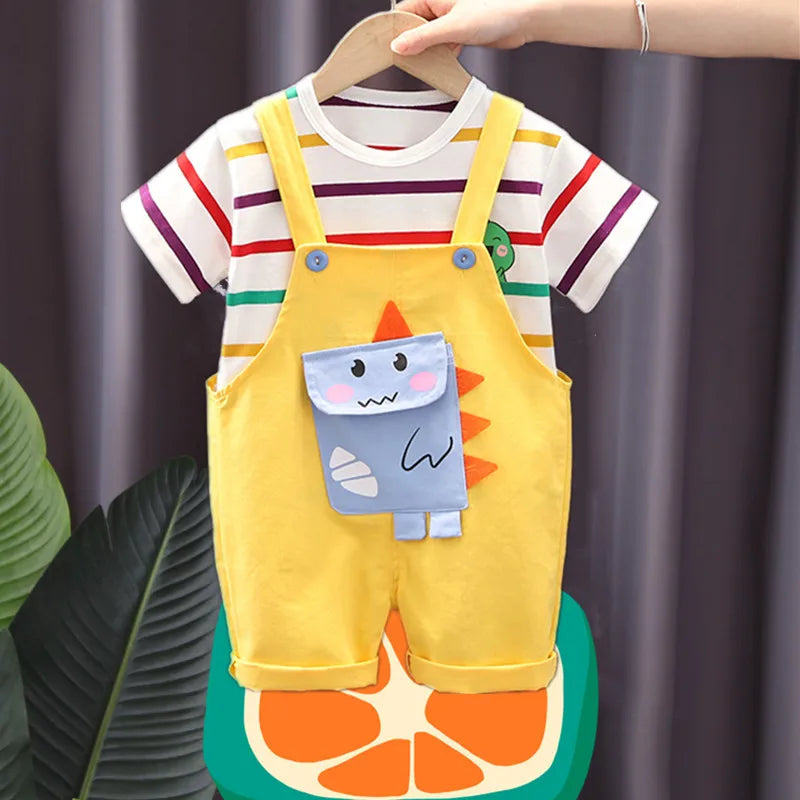 New Summer Baby Boys Clothes Suit Children Short Sleeved T-Shirt Shorts 2Pcs/Sets Kids Clothing Toddler Casual Cotton Costume