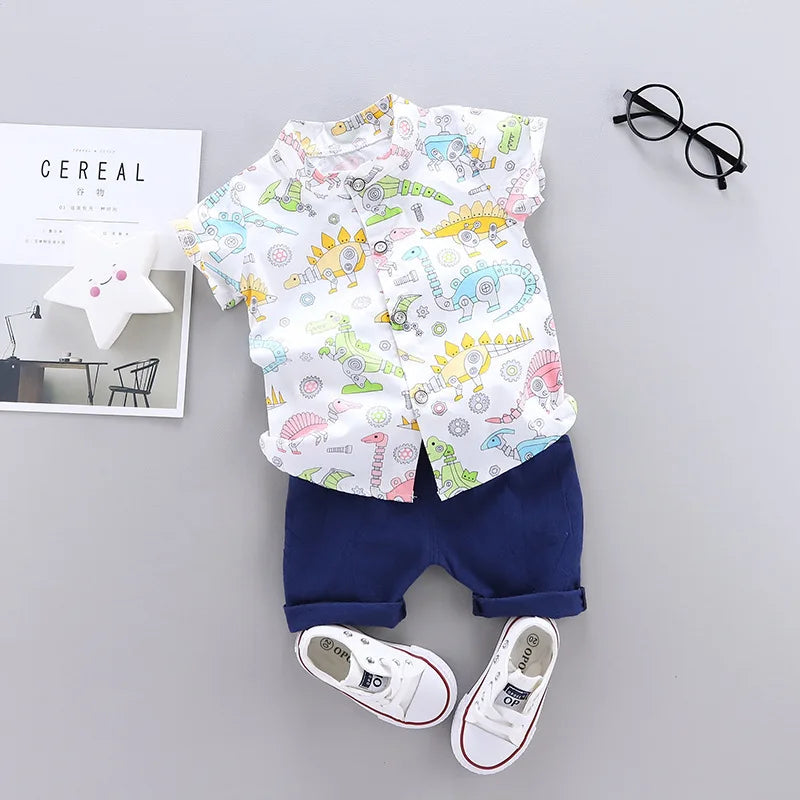 New Summer Baby Clothes Suit Children Boys Fashion Cartoon Shirt Shorts 2Pcs/Sets Infant Outfits Toddler Costume Kids Tracksuits
