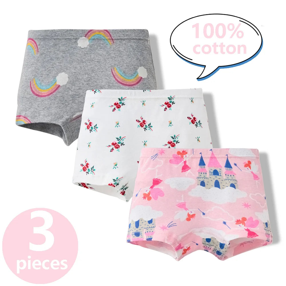 3/6 Pcs Children's Girls Panties Sets 100% Cotton Pretty Cartoon Unicorn Print Underwear For Girl Infant Undies Boxer Breathable