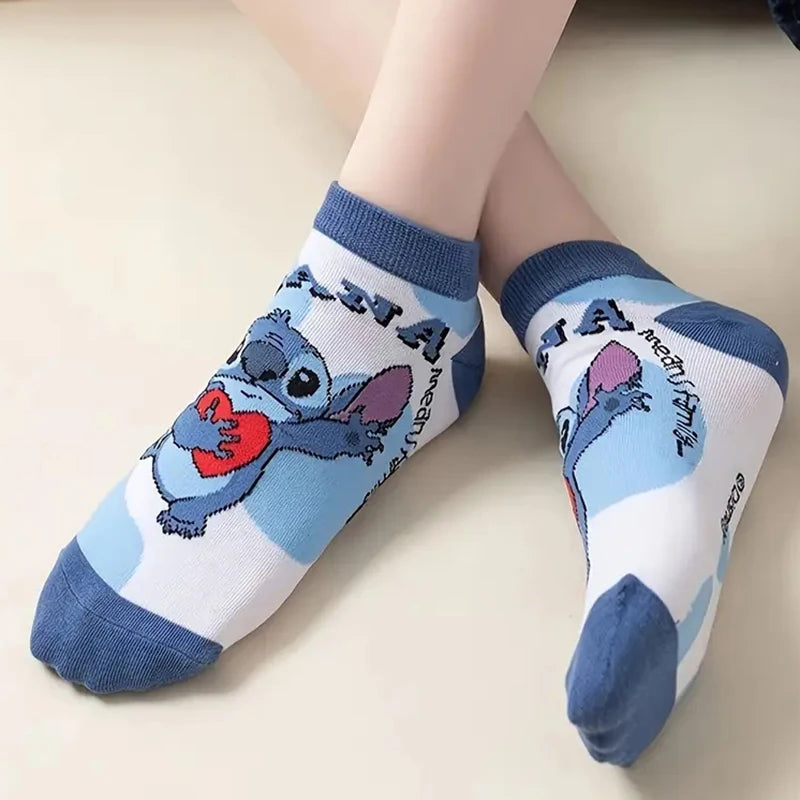 10/20/30 Double Spring/Summer Unisex Fashion Disney Cute Anime Cartoon Stitch Versatile Casual Breathable Straight Socks