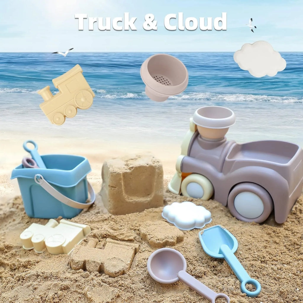 Beach Toys for Toddlers Kids Sand Toys Train Beach Truck Beach Bucket Scoop Trowel Colander Rake Sand Castle Toys Sandbox Toys