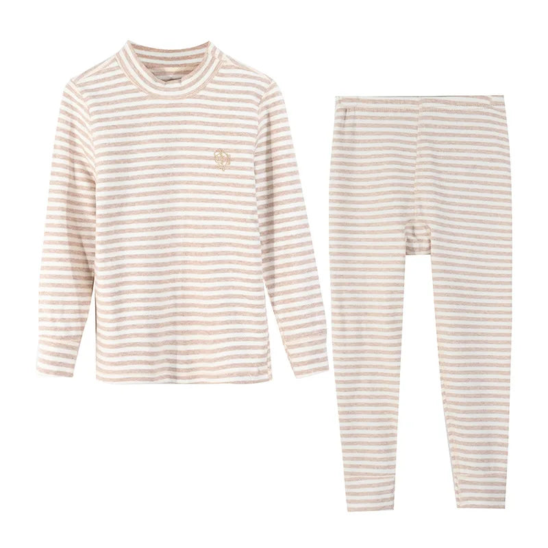 Thermal Underwear for Boys Cotton Thicken Warm Autumn Winter Teenage Children Underwears Set Solid Two Pieces Girls Clothing Set