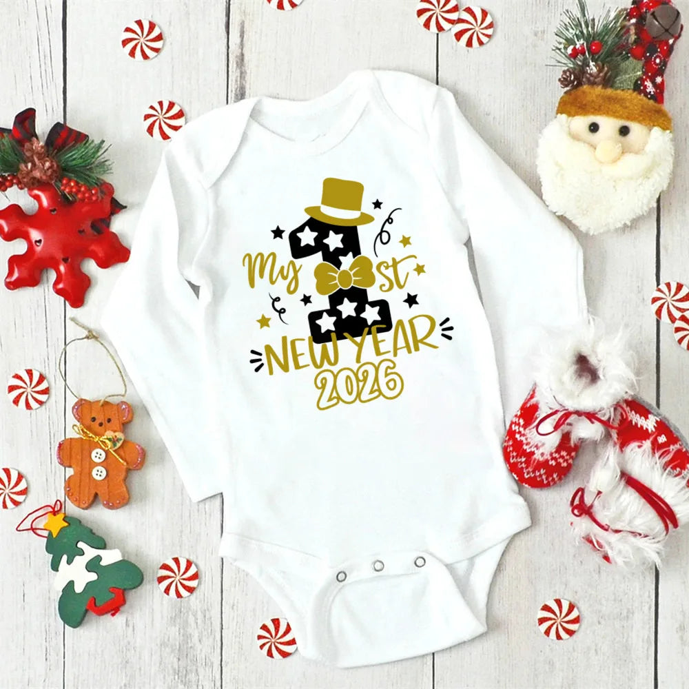 It's My 1st New Year 2026 Baby Rompers Newborn Long Sleeve Infant Jumpsuit First New Year Baby Bodysuit Toddler New Year Ropa