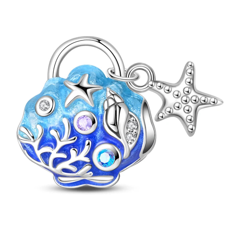Hot Sale 925 Sterling Silver Ocean World Series Sea Turtle Starfish Little Crab Octopus Charms Bead Fit 925 Bracelet DIY Jewelry
