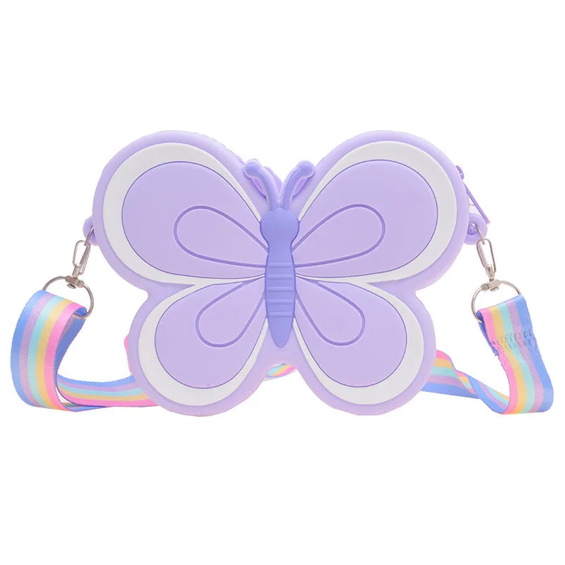 Lovely Bow Children's Silicone Shoulder Bags Cute Butterfly Shape Baby Girls Crossbody Bag Candy Color Kids Small Coin Purse