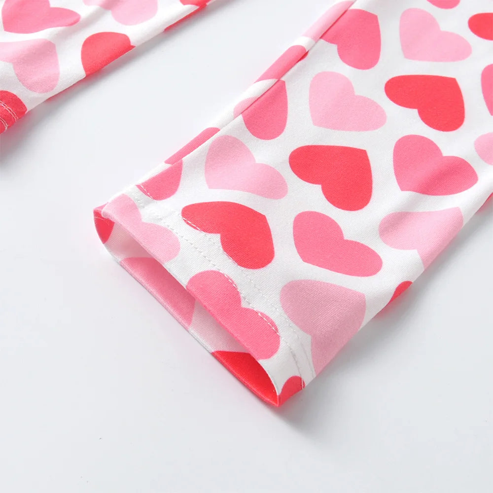 VIKITA Kids Heart Print Stretch Cotton Leggings Soft Comfortable Elastic Waist Cute Casual Cotton Casual Daily Trousers Pants