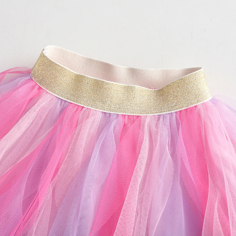 Girls Tutu Sequins Skirts Kids Clothes Bow Layered Skirts Princess Pleated Skirt Kids Mesh Skirt Girls Children Party Clothes