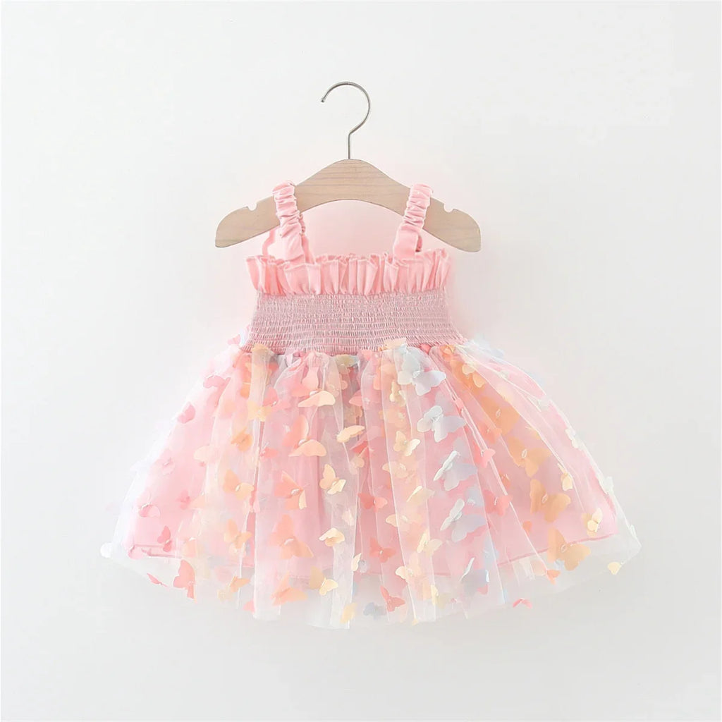 Summer New Colorful Chiffon Baby Girl Princess Dress, Cute Butterfly Children'S Sling Clothes For Babies Aged 9 Months-3 Years