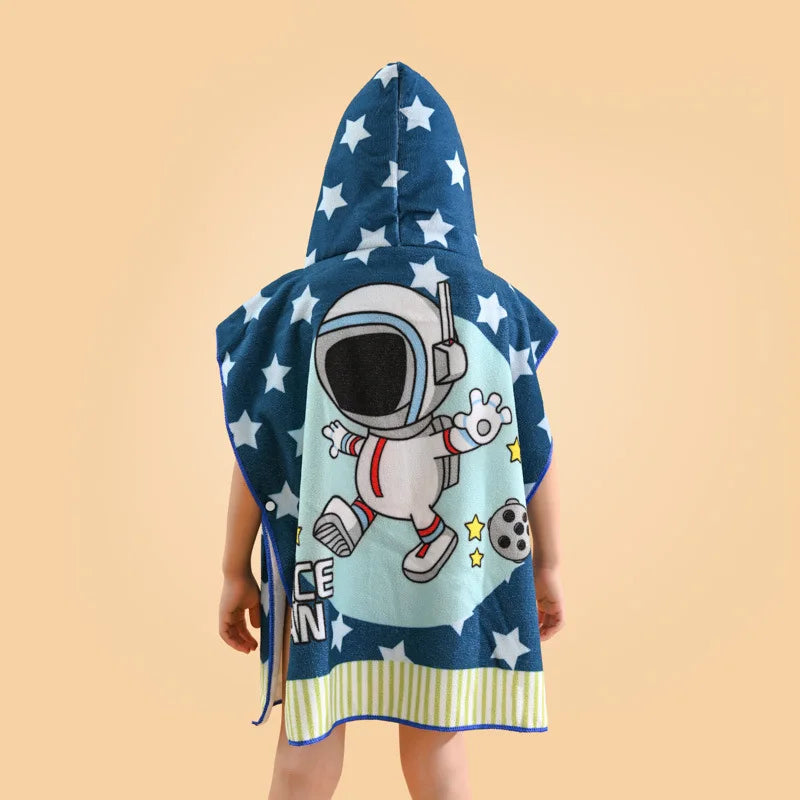Astronaut Children Sleepwear Robes Boy Cosmonaut 0-6Year Kid Hooded Cloak Bathrobe Towel Beach Bathrobe With Hood Microfiber