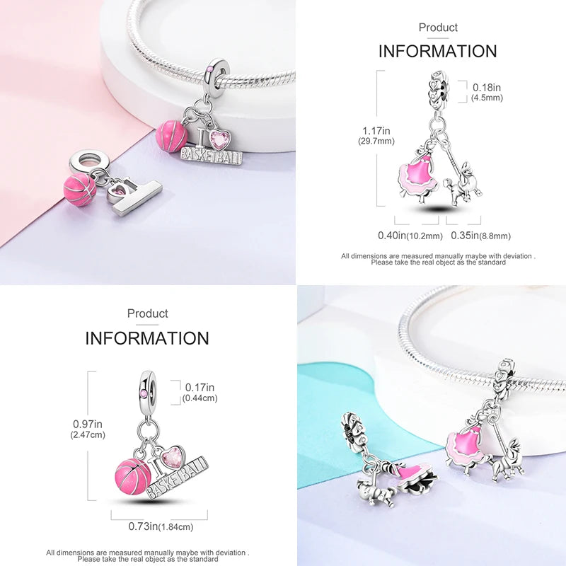 Pink Girl Series 925 Sterling Silver Alphabet Charms Beads Cute Letter Fit Original Bracelet Bangle Necklace DIY Jewelry